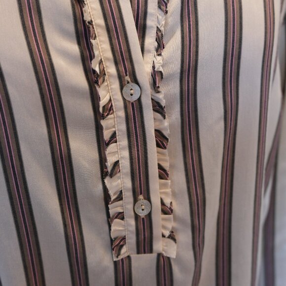 Maliparmi striped silk long sleeve blouse with ruffles - Picture 2 of 7